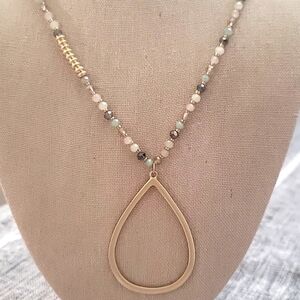 Chicos Elegant Gold and Silver Tone Teardrop Necklace Cottagecore Style